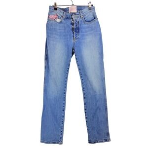 Revice Denim Women's Jeans Light Wash Straight Leg Button Fly